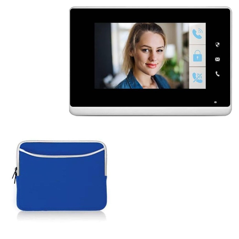 BoxWave Case Compatible with Lanbon Digital Video Indoor Phone 7 in (L8-PAC1) - SoftSuit with Pocket, Soft Pouch Neoprene Cover Sleeve Zipper Pocket - Super Blue