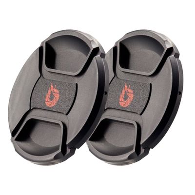 2-Pack 55mm Snap-On Center-Pinch Lens Cap, Extra Strong Springs, Camera Lens Cover, Made from 100% Recycled Plastic - Compatible with Nikon, Canon, Sony & Other DSLR Cameras