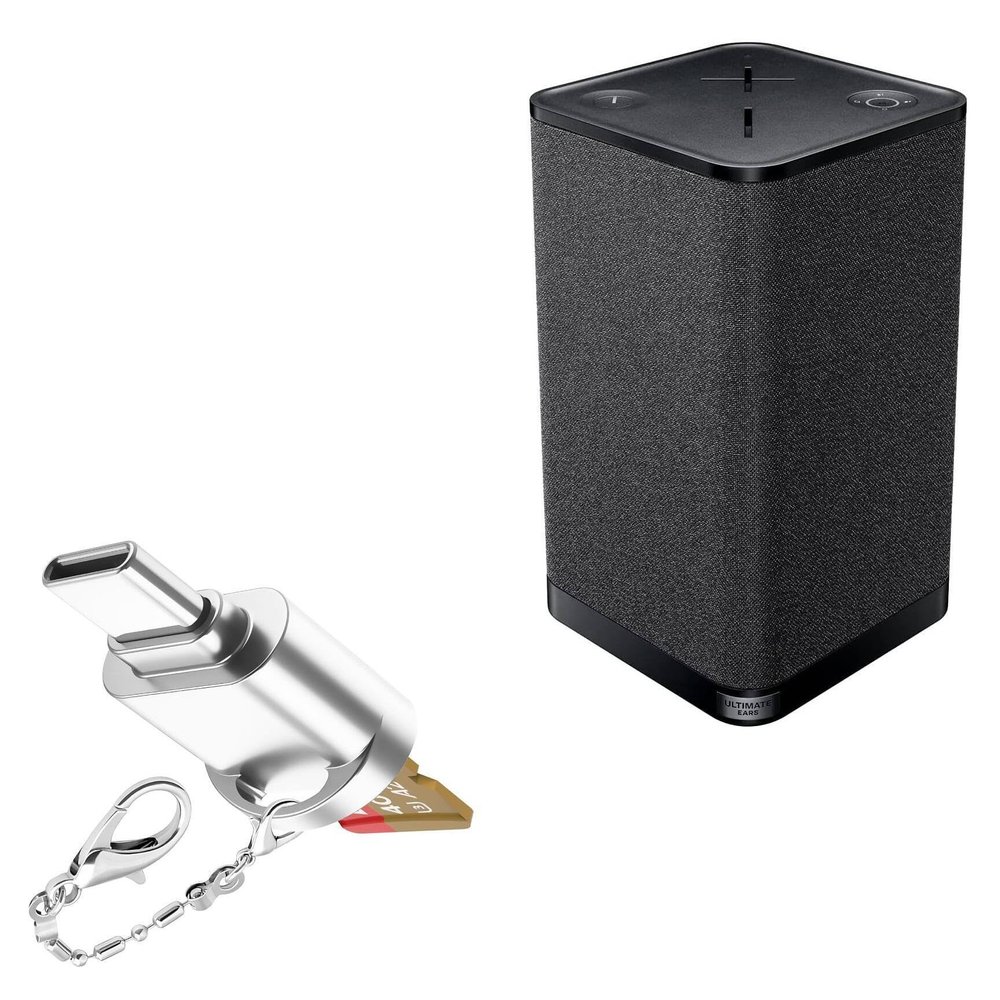 BoxWave Adapter Compatible with Ultimate Ears Hyperboom - Micro SD Card miniReader, USB Type-C OTG Reader USB3.0 Adapter Keychain - Metallic Silver