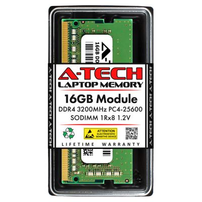 A-Tech 16GB RAM Replacement for Micron MTA8ATF2G64HZ-3G2B2 | DDR4 3200MHz PC4-25600 SODIMM 1Rx8 1.2V 260-Pin Non-ECC Laptop Memory Module (MTA8ATF2G64HZ-3G2B2-ATC)
