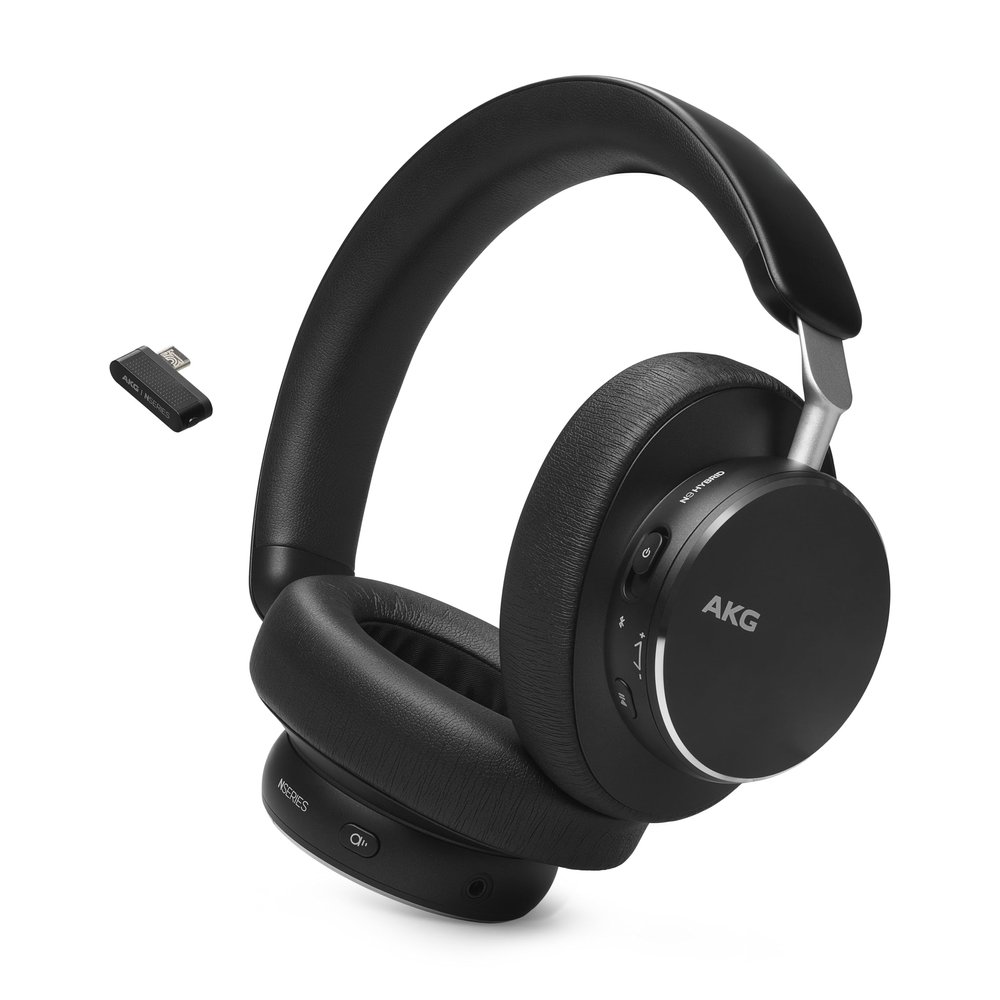 AKG N9 Hybrid - Wireless Over-Ear Noise Cancelling Headphones, 2.4GHz USB-C dongle and BT, Hi-Res Quality AKG Sound, True Adaptive Noise Cancelling, Zoom Certified Superior Call Quality (Black)