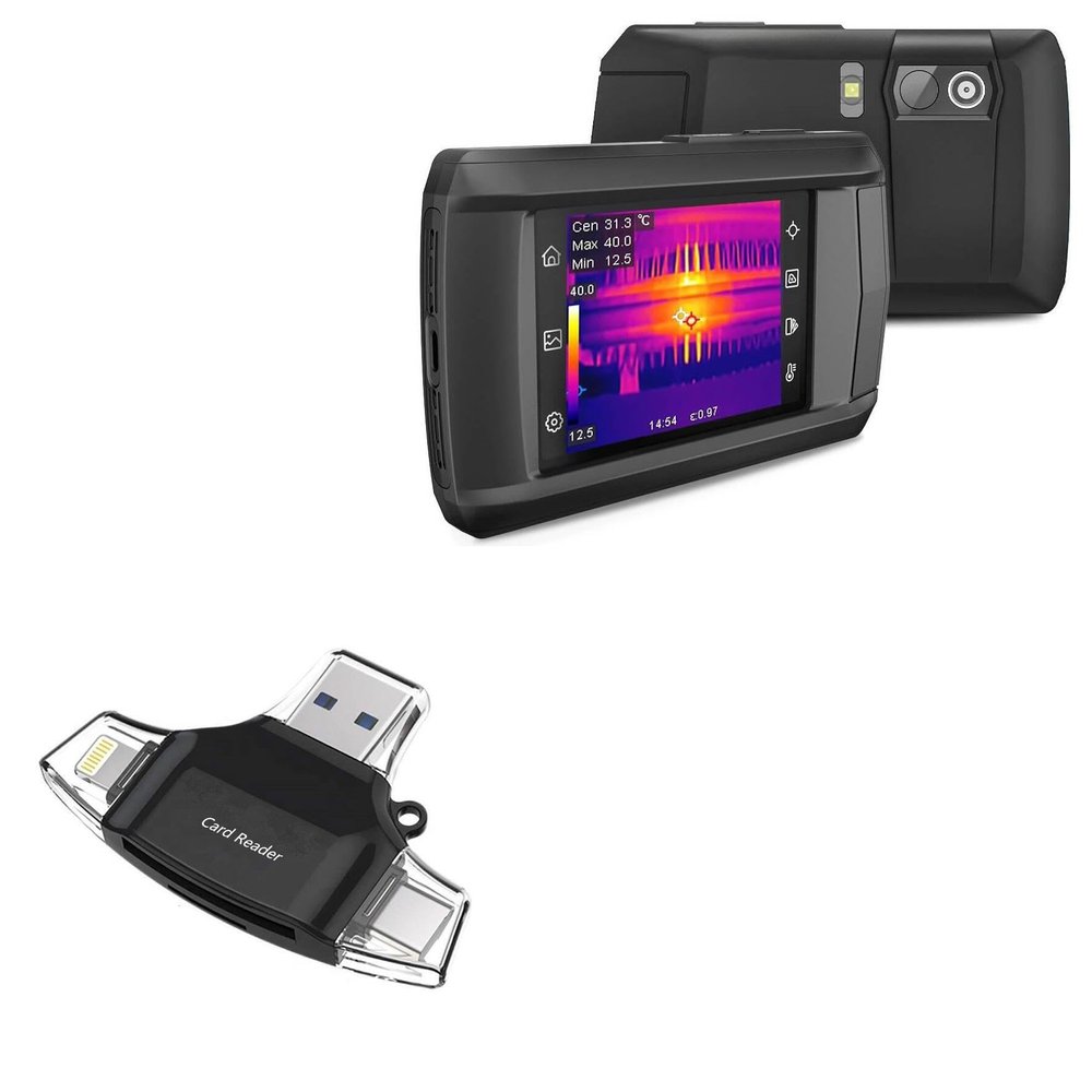 BoxWave Smart Gadget Compatible with HSFTOOLS HP96 Thermal Imaging Camera - AllReader SD Card Reader, microSD Card Reader SD Compact USB - Jet Black