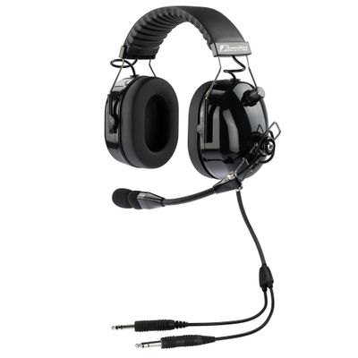 Arrowmax AHDH0042A-BK-GA General Aviation Headset for Student Pilots Passenger Features Passive Noise Reduction PNR Adjustable Headband Switchable Mono-Stereo Cancelling MIC GA Dual Plug