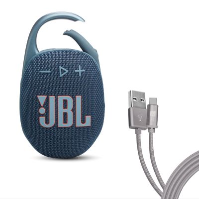 JBL Clip 5 Bundle with Case Logic 6FT Type C Braided Cable - Blue