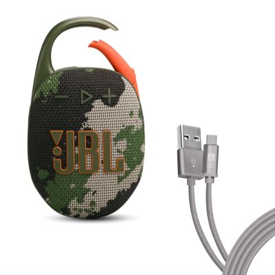 JBL Clip 5 Bundle with Case Logic 6FT Type C Braided Cable - Camo