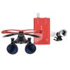 Lab 2.5X Binocular Loupes + 1W LED Headlight Lamp + Cloth Bag Color Red view 1