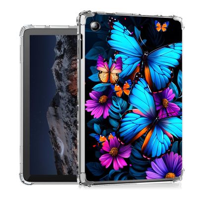 Tudguiloae for Kindle Fire HD 10 & HD 10 Plus (2021) case, Lightweight TPU Transparent Clear Shockproof Skin Bumper, Blue Butterflies for Fire HD 10 Tablet Case, Perfectly Protection for Tablet