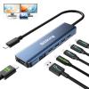 Siliking USB-C Docking Station Dual Monitor 4K@60Hz HDMI+USB-C Video Output Port,10G USB A/C,100W PD, USB C Splitter Adapter, USBC to HDMI Dual Monitor for Windows/MacOS,MacBook air view 1