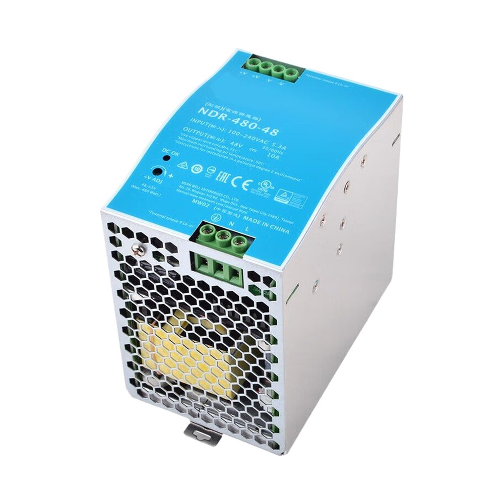 NDR-480-48 48V 10A 480W Industrial DIN Rail Power Supply, High Efficiency, for Automation Systems