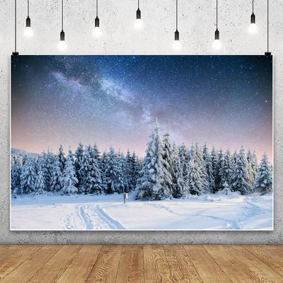 Winter Scene Backdrop Forest Landscape Snowy Christmas Pine Tree Photography Background Natural Scene Xmas Party Wall Decoration Supplies Photo Booth7x5ft