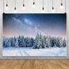 Winter Scene Backdrop Forest Landscape Snowy Christmas Pine Tree Photography Background Natural Scene Xmas Party Wall Decoration Supplies Photo Booth7x5ft view 1