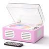 CD Player Portable Bluetooth Input/Output, Retro CD Player with Hi-Fi Speakers, Rechargeable Cute CD Players for Home with LED Display, USB Playback, AUX-in, Headphone Jack, Purple-Pink view 1