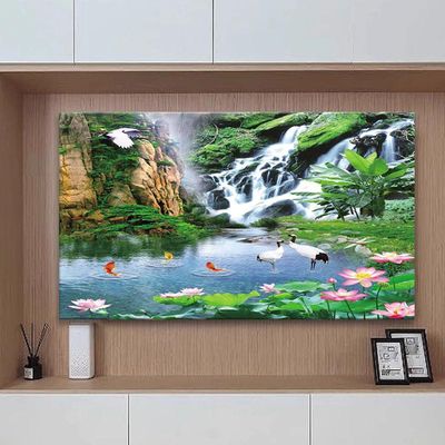 TV Screen Elastic Protective Cover,55in TV Cover for LED LCD Wall Mounted TV,Landscape Printing TV Dust Cover,Modern Bedroom Decor(Size:65-70IN,Color:C)