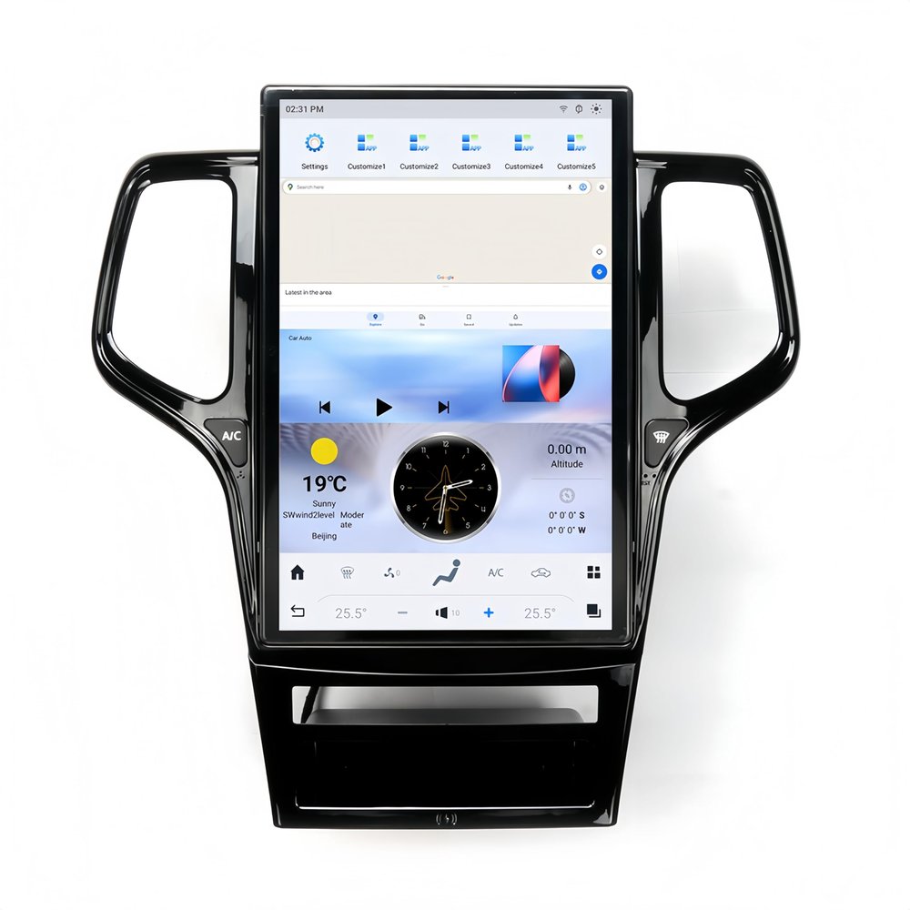 14.4 Inch 8+128GB Vertical Screen Android 13 Car Radio Head Unit for Jeep Grand Cherokee Multimedia Stereo Wireless Carplay, GPS Navigation, OEM Functions (Year 2011-2013, Black)