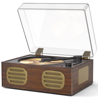 MANGOSTAN CD Player Portable, Retro CD Player with HiFi Speakers, Bluetooth Input/Output, Rechargeable Small CD Players for Home with LED Screen Display, USB Playback, AUX-in, Headphone Jack, Walnut
