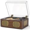MANGOSTAN CD Player Portable, Retro CD Player with HiFi Speakers, Bluetooth Input/Output, Rechargeable Small CD Players for Home with LED Screen Display, USB Playback, AUX-in, Headphone Jack, Walnut view 1