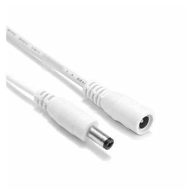 5.5mm 2.1mm Jack Power Extension Cord 1-10m Copper Wires 5V 12V DC Connector Cable Compatible with L Strip Solar Panel CCTV Camera Router(White,2.5M_3 PCS)