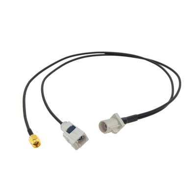 Snowy Fakra B Male to 2 Fakra B Female Right Angle Jack 1 to 2 Y Type Splitter Cable Navigation GPS Antenna Extension Cord(1BM to BF SMAM,1.5M)