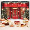 15X10ft Red Christmas Photo Backdrop Santa's Toy Shop Photography Background Xmas Tree Gift Snow Window Store Backdrop Christmas Wall Decoration Winter Gift Background Photo Booth view 4