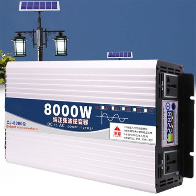 6000W 8000W Pure Sine Wave Power Inverter 12V 24V 48V 60V DC to 110V 220V AC Voltage Converter with LCD Display, for Home/RV/Truck/Car/Camping/Solar,8000W-60V