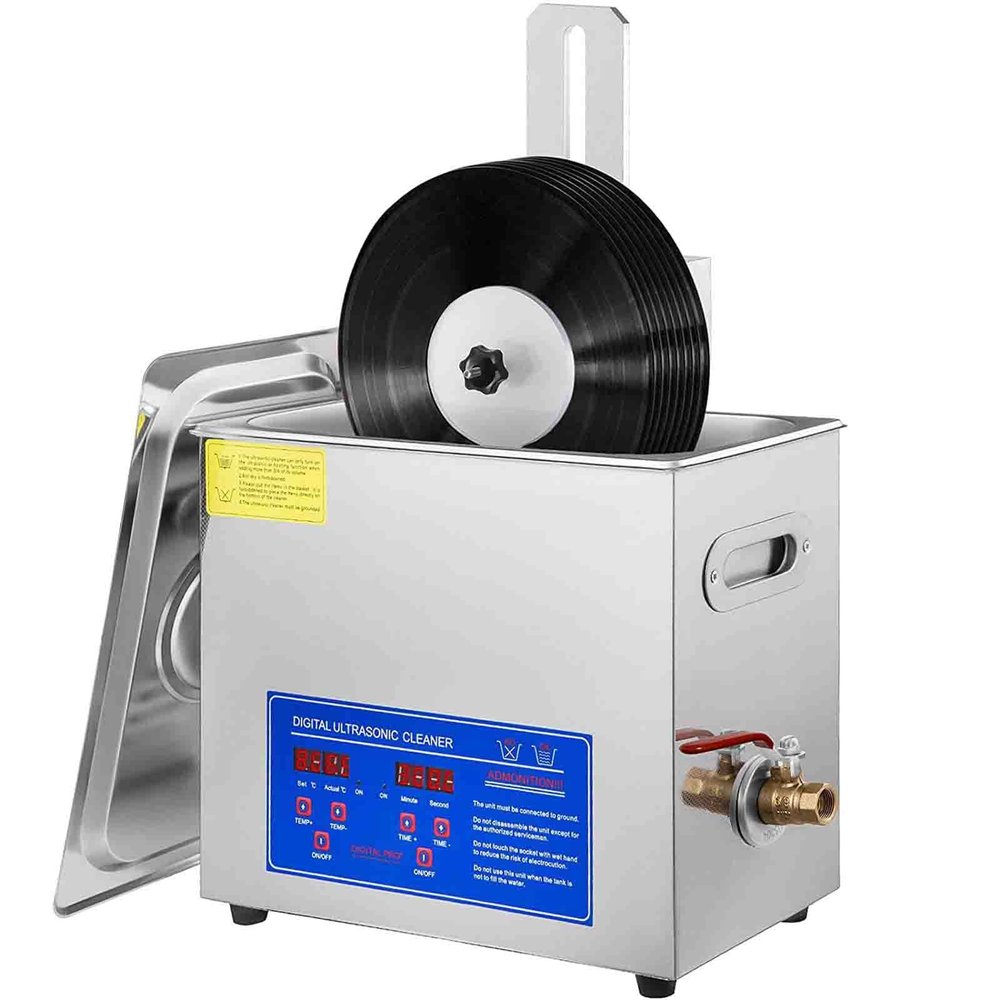 Record Cleaner 6L Ultrasonic Vinyl Cleaner 7-12 Inch 6 Records Ultrasonic Vinyl Cleaning Machine 180W Ultrasonic Records Cleaner with Drying Rack for Home Store