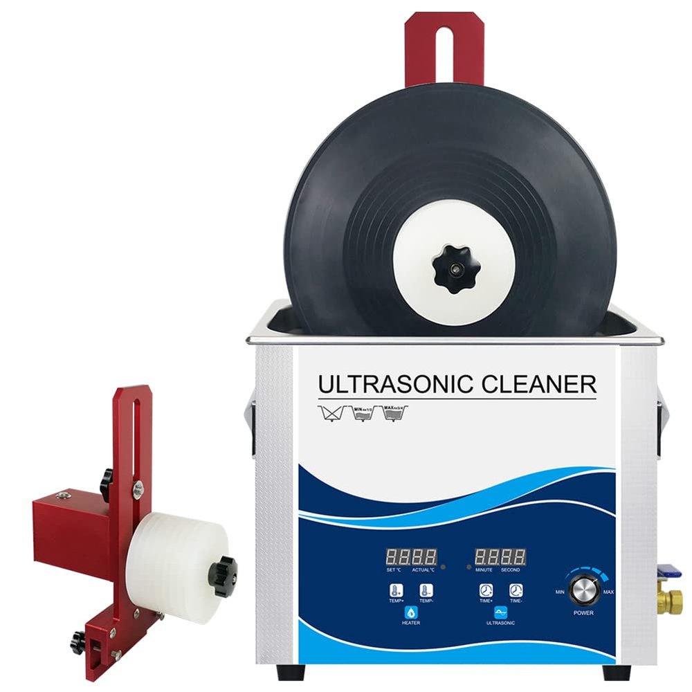 6.5L Ultrasonic Vinyl Record Cleaner Adjustable Power Heated Vinyl Record Cleaning System with Degas, Adjustable Temperature and Timing, Ultrasonic Cleaner for 7inch/12inch LP Record red,Red