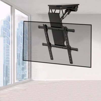 Electric TV Ceiling Mount - Tv Wall Mount, Motorized Flip Down TV Roof Ceiling Mount, Fits Most 50-70/50-90 Inches, with Remote Control and Switch Control, 0-85 Fold Down Stand,(50-90inch TV)(50-90in