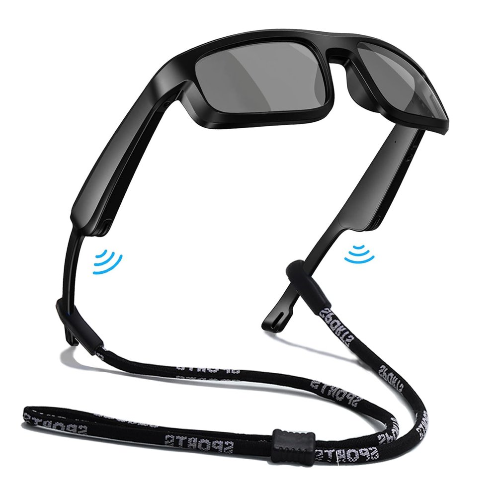 Grofulor Smart Glasses, Polarized Bluetooth Sunglasses with Built-in Mic & Speakers, Open Ear, Voice Assistant, UV Protection (LV-M8 Pro)