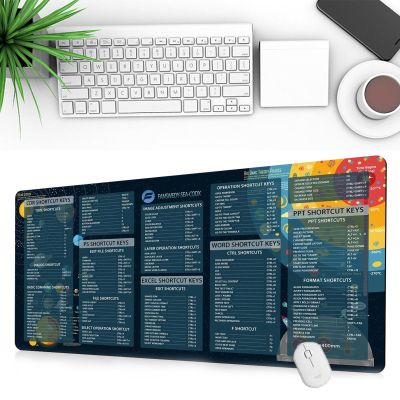 Excelpad Shortcut Mousepad, Getexcelpad Mouse Pad, Excel Cheat Sheet Desk Pad, Getexcelpad Mousepad, Rubber Sole Stitched Edge Excel Mouse Pad, Excel Shortcut Mat for Home Office(D,31.5*11.8*0.12inch)