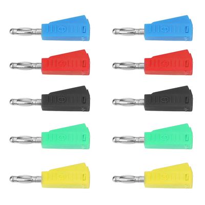 10pcs P3002 4mm Plated Speaker Banana Plug Connector Test Probe Binding Post Probe Stackable Banana Plugs
