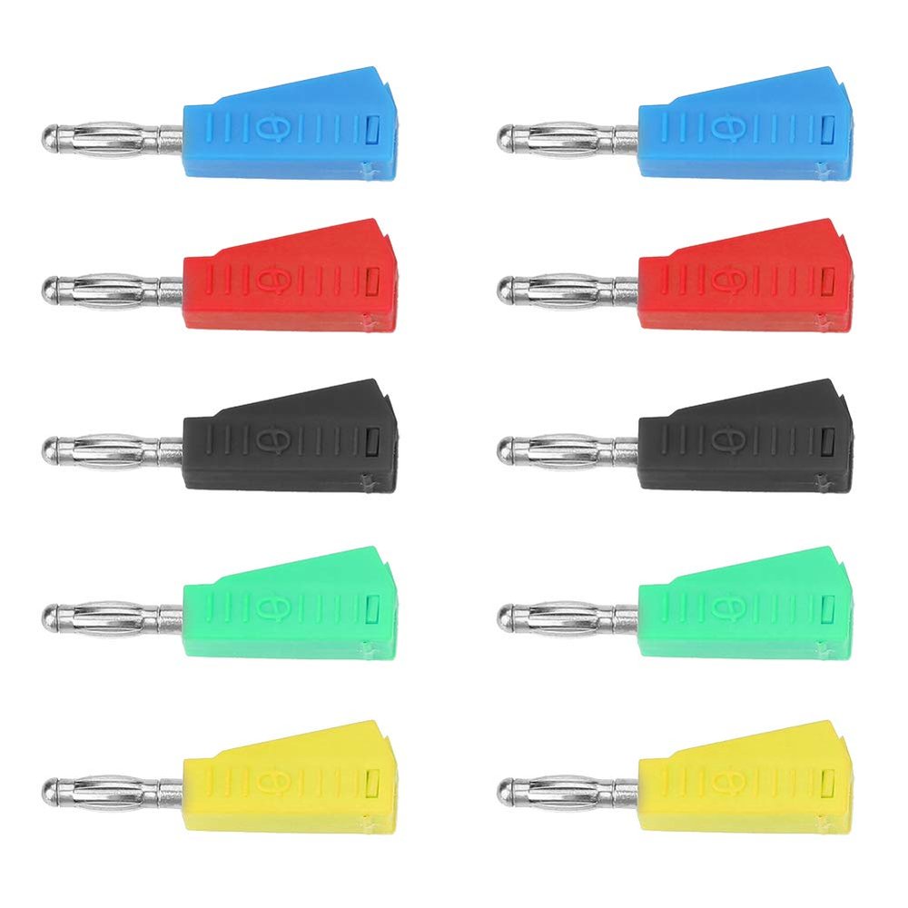 10pcs P3002 4mm Plated Speaker Banana Plug Connector Test Probe Binding Post Probe Stackable Banana Plugs