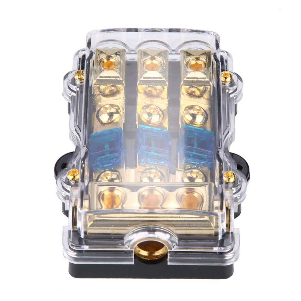 3 Distribution Block Car Audio 24V 60A Car Auto Stereo Audio Circuit Blade Holder Box Block 1 in 3 Ways Out