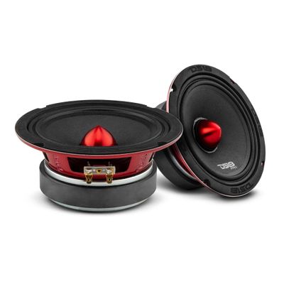 DS18 PRO-X6BM Loudspeaker - 6.5", Midrange, Red Aluminum Bullet, 500W Max, 250W RMS, 8 Ohms - Premium Quality Audio Door Speakers for Car or Truck Stereo Sound System - 2 Speakers (Renewed)