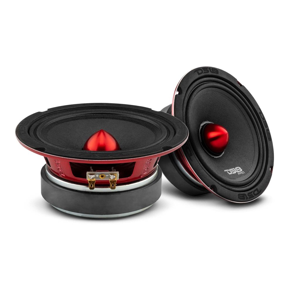 DS18 PRO-X6BM Loudspeaker - 6.5", Midrange, Red Aluminum Bullet, 500W Max, 250W RMS, 8 Ohms - Premium Quality Audio Door Speakers for Car or Truck Stereo Sound System - 2 Speakers (Renewed)