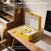 Yintiny Rechargeable Leather CD Player with Speakers; Bluetooth Transmitter; Festival Gift; BGM Player for Home Dcor (Yellow) view 4