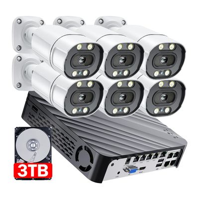 8MP 4K Security Camera System, 8CH NVR Recorder with AI Face Vehicle Detection, UHD IP PoE Cameras with Color Night, Spk Work with Xmeye Pro for Home Business Surveillance, 3TB HDD (6 Camera Kit)