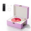 Yintiny Rechargeable Leather CD Player with Speakers; Bluetooth Transmitter; Festival Gift; BGM Player for Home Dcor (Purple) view 1