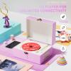 Yintiny Rechargeable Leather CD Player with Speakers; Bluetooth Transmitter; Festival Gift; BGM Player for Home Dcor (Purple) view 2