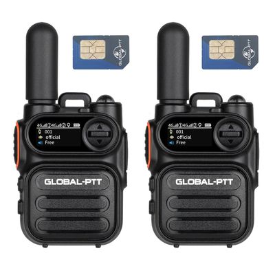 Global-PTT 2-Pack Nationwide Long Range Walkie Talkie, 4G LTE Nationwide Coverage Handheld PoC Radios with Pre-Installed SIM Cards - Includes 1 Year Data Service (Black)