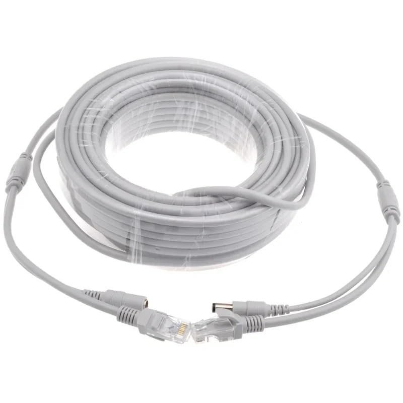 5M/10M/15M/20M/30M Optional Gray CAT5/CAT-5e Ethernet Cable RJ45+DC Power CCTV Network LAN Cable for System IP Camera(5M)