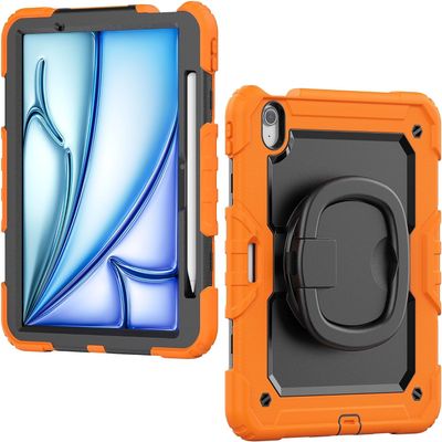 AHPSNGPV Heavy Duty Shockproof TPU Case Compatible with iPad Air 11inch 2024 Kids Case,360 Degree Rotating Handle Stand Bracket W Screen Protector+Shoulder Strap(Green)