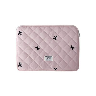 13-15.6 Inch Tablet Sleeve for iPad MacBook Air Pro Cute Bowknot Quilted Puffy Laptop Sleeves Protective Bag Padded Carrying Case Cover