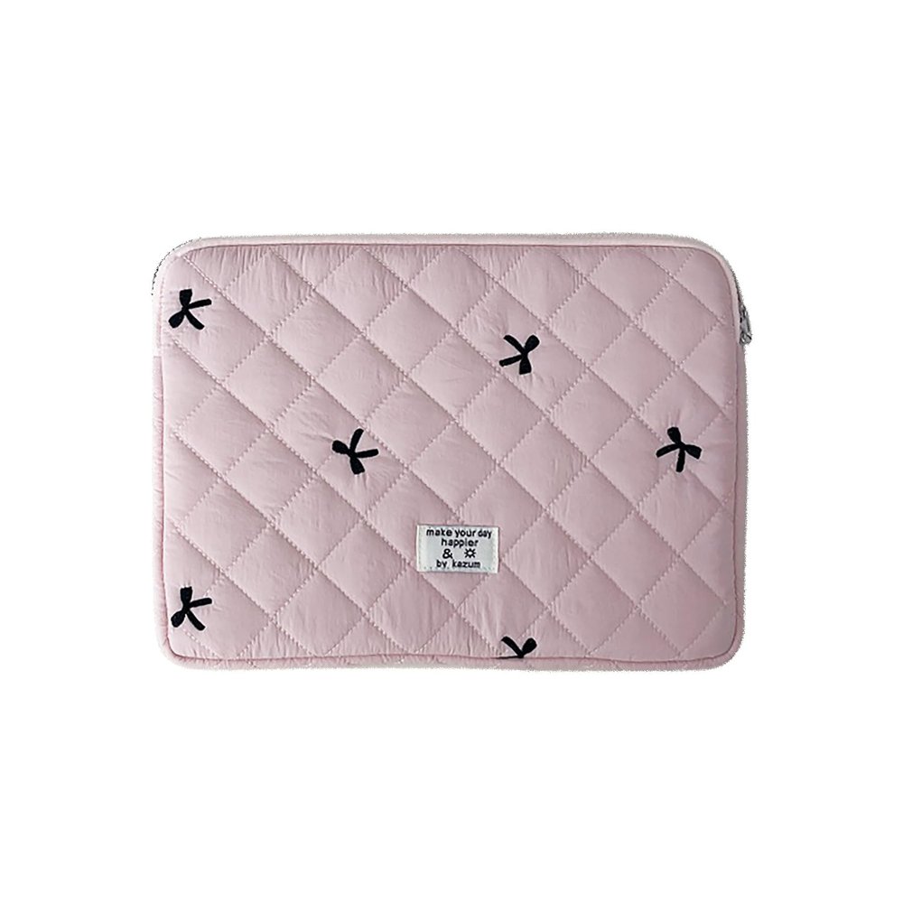 13-15.6 Inch Tablet Sleeve for iPad MacBook Air Pro Cute Bowknot Quilted Puffy Laptop Sleeves Protective Bag Padded Carrying Case Cover