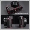 MUZIRI KINOKOO Case for Leica D-LUX 8 Camera - Retro Style Genuine Leather Half Protective Case for Leica D LUX 8/ D-LUX8 Camera - with Opening Bottom and Hand Grip Design - Black Red view 3