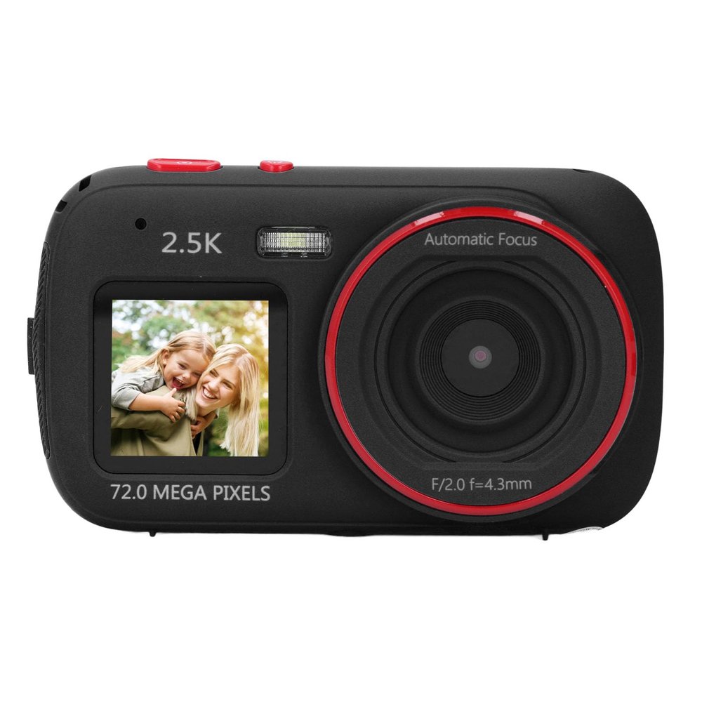 Asixxsix Digital Camera, 72MP 2.5K Dual Screen Vlogging Camera, 16X Digital Zoom Digital Camera, Autofocus Vlogging Camera, 750mAh Anti Shake Compact Camera for Teens Adult Beginner Kids