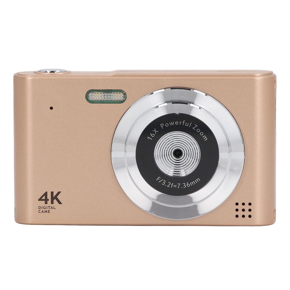 2.5K 48MP Digital Camera for Photography, Compact Vlogging Camera with Auto Focus, Point & Shoot Camera with 16X Digital Zoom, Travel Video Camera (Gold)