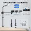 Ailight Camera Desk Mount Stand Overhead, Adjustable Microphone Boom Arm Mic Stand with Phone Holder, Camera Arm Clamp 5/8'' 3/8'' 1/4'' Screws for Shure, Blue Yeti, Rode, Elgato, Fifine, HyperX view 4