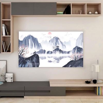 32"-85" Dust-Proof Polyester Cover,Indoor Landscape Printing TV Cover,Elastic Fabric TV Screen Protector for Wall Mounted LED LCD TV Dust Cover(Size:75-85IN,Color:C)