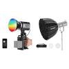 NEEWER MS60C RGBWW LED Video Light with 2.4G/APP Control and 47" Parabolic Softbox, 65W Metal Mini RGB COB Continuous Output Lighting Bowens Mount 2700K-6500K,8300lux/1m, CRI 97+/TLCI 98+,17 Effects + view 1