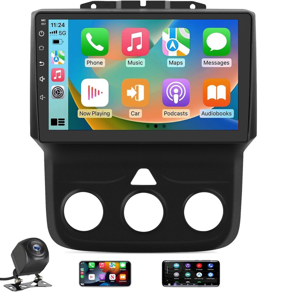 Android 13[2GB+32GB] Car Radio Stereo for Dodge RAM 1500 2500 3500 2013-2019 with Wireless CarPlay Android Auto/GPS/FM/WiFi/USB/Camera(for Manual AC Only)